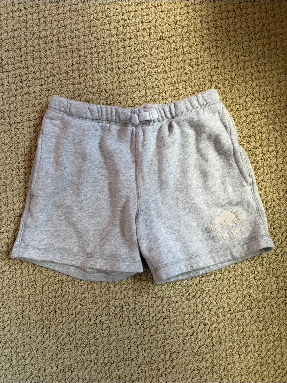 Roots Light Gray Sweat Shorts with Embroidered Logo Age 14